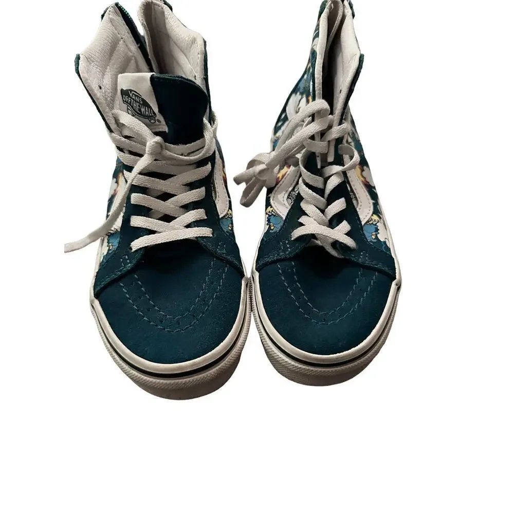 VANS Blue Dark Dragon Lace Up High Top Sneaker Shoes Size 2.0